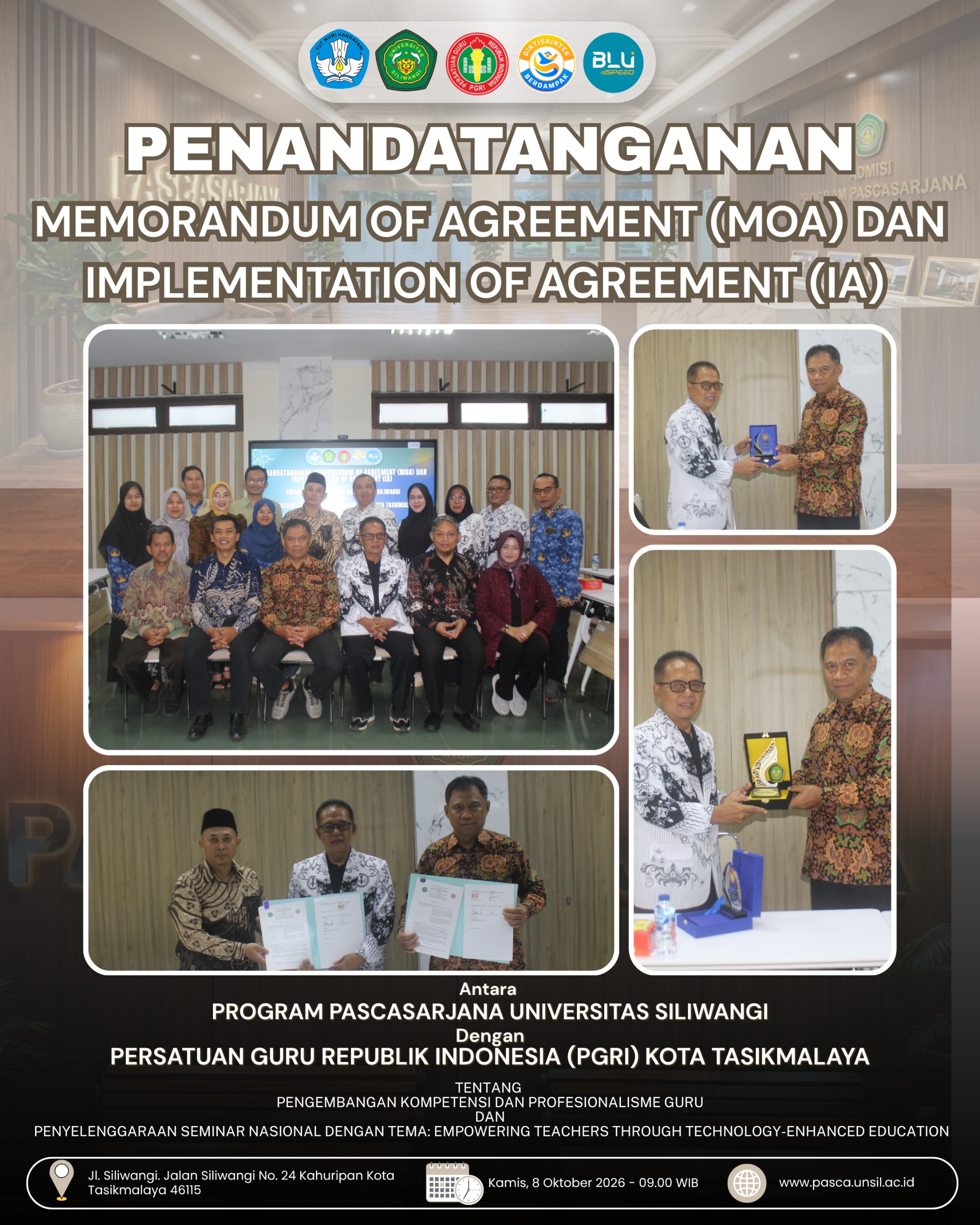 Penandatanganan MoU antara Universitas Siliwangi dengan PGRI Kota Tasikmalaya